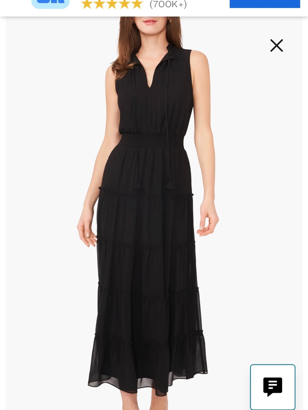 Halogen Black Sleeveless Tiered Maxi Dress